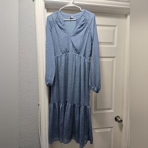 Blue Dress with Gold Accents